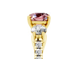 Yellow gold Three-Stone Cushion Cut Morganite Pavé Band with Four-Prong Setting_5