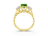 Yellow gold Three-Stone Cushion Cut Peridot Braided Band Ring with Four-Prong Setting_15