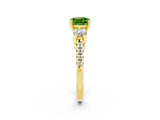 Yellow gold Three-Stone Cushion Cut Peridot Pavé Band with Four-Prong Setting_2