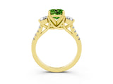 Yellow gold Three-Stone Cushion Cut Peridot Pavé Band with Four-Prong Setting_3