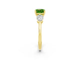 Yellow gold Three-Stone Cushion Cut Peridot Ring with Pear Side Stones and Four-Prong Setting_2