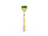 Yellow gold Three-Stone Cushion Cut Peridot Ring with Pear  Side Stones in Four-Prong Setting_38