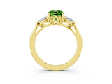 Yellow gold Three-Stone Cushion Cut Peridot Ring with Pear  Side Stones in Four-Prong Setting_39
