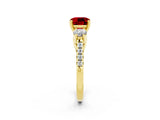 Yellow gold Three-Stone Cushion Cut Ruby Pavé Band with Four-Prong Setting_2