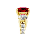 Yellow gold Three-Stone Cushion Cut Ruby Pavé Band with Four-Prong Setting_5