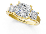 Yellow gold Three-Stone Cushion Cut Solitaire Ring with Prong Setting_4
