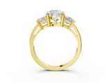 Yellow gold Three-Stone Cushion Cut Solitaire Ring with Prong Setting_6