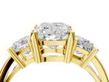 Yellow gold Three-Stone Cushion Cut Solitaire Ring with Prong Setting_7