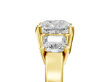 Yellow gold Three-Stone Cushion Cut Solitaire Ring with Prong Setting_8