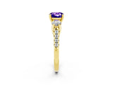Yellow gold Three-Stone Cushion Cut Tanzanite Pavé Band with Four-Prong Setting_2