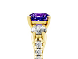 Yellow gold Three-Stone Cushion Cut Tanzanite Pavé Band with Four-Prong Setting_5
