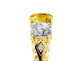 Yellow gold Three-Stone Cushion Cut Yellow Sapphire Braided Band Ring with Four-Prong Setting_41