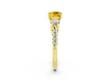 Yellow gold Three-Stone Cushion Cut Yellow Sapphire Pavé Band with Four-Prong Setting_26