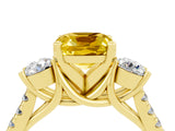Yellow gold Three-Stone Cushion Cut Yellow Sapphire Pavé Band with Four-Prong Setting_28