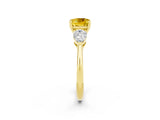 Yellow gold Three-Stone Cushion Cut Yellow Sapphire Ring with Pear Side Stones and Four-Prong Setting_26