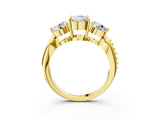 Yellow gold Three-Stone Cushion Diamond Channel Set Engagement Ring with Prong Setting_6