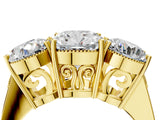 Yellow gold Three-Stone Cushion Diamond Engagement Ring with Prong Setting on a Classic Band_7