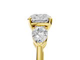 Yellow gold Three-Stone Cushion Diamond Ring with Pear Side Stones in Four-Prong Setting_97