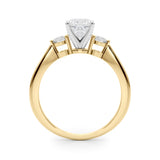 Yellow gold Three-Stone Cushion Solitaire Ring with Tapered Band and Four-Prong Setting 2