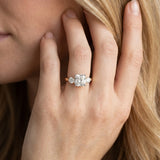 Yellow gold Three-Stone Cushion Solitaire Ring with Tapered Band and Four-Prong Setting_10
