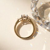 Yellow gold Three-Stone Cushion Solitaire Ring with Tapered Band and Four-Prong Setting_11