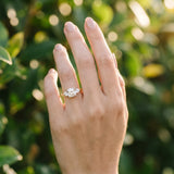 Yellow gold Three-Stone Cushion Solitaire Ring with Tapered Band and Four-Prong Setting_8