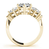 Yellow gold Three-Stone Cushion and Princess Cut Diamond Ring with Channel Band and Four-Prong Setting 1