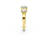 Yellow gold Three-Stone Cushion and Princess Cut Diamond Ring with Channel Band and Four-Prong Setting_30