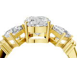 Yellow gold Three-Stone Cushion and Princess Cut Diamond Ring with Channel Band and Four-Prong Setting_32