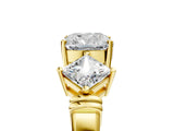 Yellow gold Three-Stone Cushion and Princess Cut Diamond Ring with Channel Band and Four-Prong Setting_33