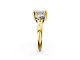 Yellow gold Three-Stone Emerald Brilliant Cut Solitaire Ring with Prong Setting on a Classic Band 2