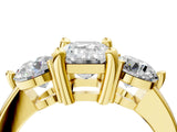 Yellow gold Three-Stone Emerald Brilliant Cut Solitaire Ring with Prong Setting on a Classic Band 4