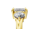 Yellow gold Three-Stone Emerald Brilliant Cut Solitaire Ring with Prong Setting on a Classic Band 5