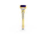 Yellow gold Three-Stone Emerald Cut Amethyst Pavé Band with Four-Prong Setting_2
