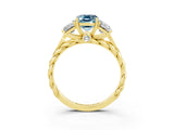 Yellow gold Three-Stone Emerald Cut Aquamarine Braided Band Ring with Four-Prong Setting_39