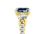 Yellow gold Three-Stone Emerald Cut Aquamarine Pavé Band with Four-Prong Setting_5