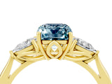 Yellow gold Three-Stone Emerald Cut Aquamarine Ring with Pear  Side Stones in Four-Prong Setting_16