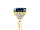 Yellow gold Three-Stone Emerald Cut Aquamarine Ring with Pear  Side Stones in Four-Prong Setting_17