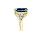 Yellow gold Three-Stone Emerald Cut Aquamarine Ring with Pear  Side Stones in Four-Prong Setting_41
