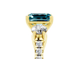 Yellow gold Three-Stone Emerald Cut Blue Topaz Pavé Band with Four-Prong Setting_5