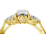 Yellow gold Three-Stone Emerald Cut Brilliant Diamond Solitaire Ring with Tapered Band and Four-Prong Setting_16