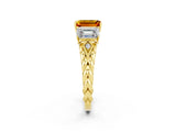 Yellow gold Three-Stone Emerald Cut Citrine Braided Band Ring with Four-Prong Setting_38