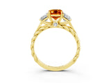 Yellow gold Three-Stone Emerald Cut Citrine Braided Band Ring with Four-Prong Setting_39