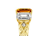 Yellow gold Three-Stone Emerald Cut Citrine Braided Band Ring with Four-Prong Setting_41