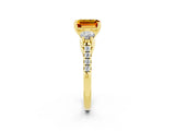 Yellow gold Three-Stone Emerald Cut Citrine Pavé Band with Four-Prong Setting_2