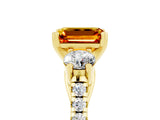 Yellow gold Three-Stone Emerald Cut Citrine Pavé Band with Four-Prong Setting_5