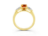 Yellow gold Three-Stone Emerald Cut Citrine Ring with Pear Side Stones and Four-Prong Setting_3