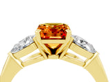 Yellow gold Three-Stone Emerald Cut Citrine Ring with Pear Side Stones and Four-Prong Setting_4
