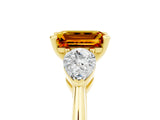 Yellow gold Three-Stone Emerald Cut Citrine Ring with Pear Side Stones and Four-Prong Setting_5