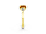 Yellow gold Three-Stone Emerald Cut Citrine Ring with Pear  Side Stones in Four-Prong Setting_14
